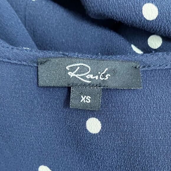 Rails Brenna Wrap Dress Navy & White Polka Dot Flutter Sleeve Mini Dress Size XS - Picture 9 of 13